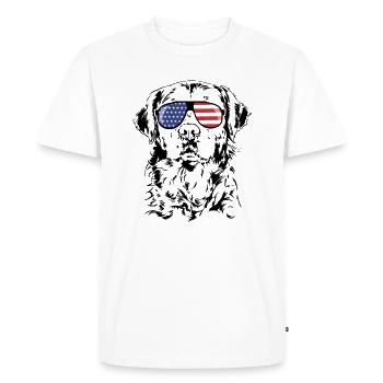GOLDEN RETRIEVER America Flag Dogs Wilsigns - Men's Premium Organic T-Shirt - white - Front - Nico (187cm)