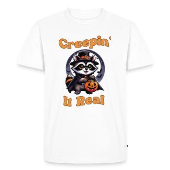 Halloween 2024 Cute Raccoon Pumpkin Cute Funny - Men's Premium Organic T-Shirt - white - Front - Nico (187cm)