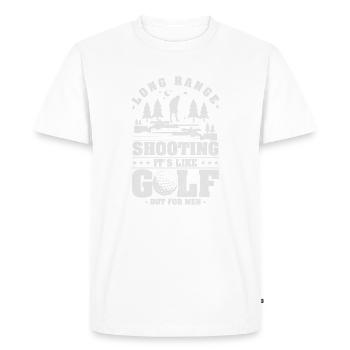 Long Range Shooting - It's Like Golf But For Men - Men's Premium Organic T-Shirt - white - Front - Nico (187cm)