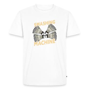 Smashing Machine Funny Badminton Shuttlecock - Men's Premium Organic T-Shirt - white - Front - Nico (187cm)