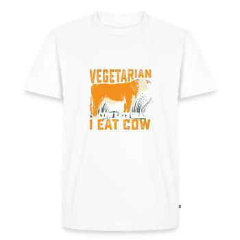 Second Hand Vegetarian Funny Meat Lover Anti Vegan - Men's Premium Organic T-Shirt - white - Front - Nico (187cm)