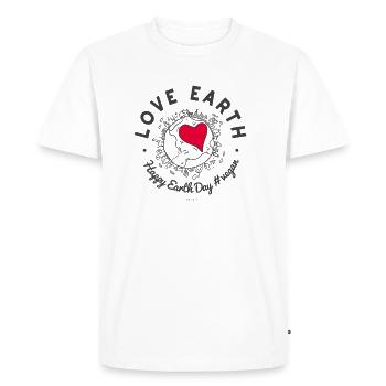T-shirt végétalien « L'amour de la Terre - Jour de la terre heureux » Blanc - T-shirt Premium bio Homme - blanc - Devant - Nico (187cm)