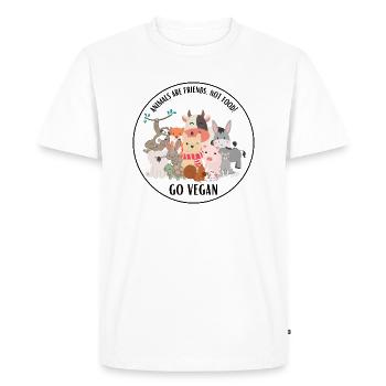 Animals are friends, not food - Vegan, Veganism - Men's Premium Organic T-Shirt - white - Front - Nico (187cm)