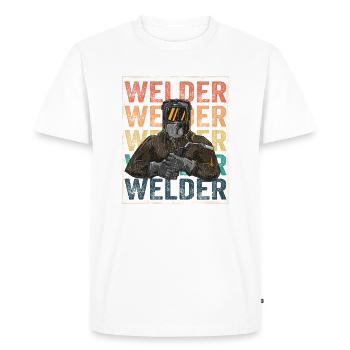 Soudeur Rétro - T-shirt Premium bio Homme - blanc - Devant - Nico (187cm)