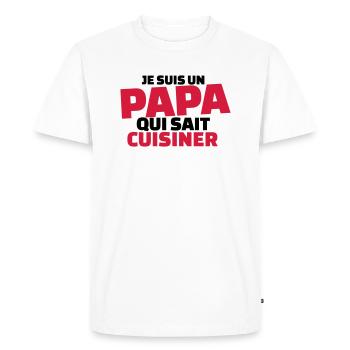 Je suis un papa qui sait cuisiner - T-shirt Premium bio Homme - blanc - Devant - Nico (187cm)