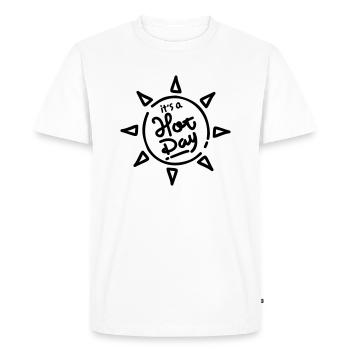 VACANCES D’ÉTÉ UN VOYAGE D’UNE JOURNÉE CHAUDE EN DISANT MOTIF - T-shirt Premium bio Homme - blanc - Devant - Nico (187cm)
