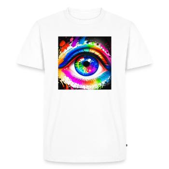 Colors of Life - Open Eye, Open Mind - Men's Premium Organic T-Shirt - white - Front - Nico (187cm)