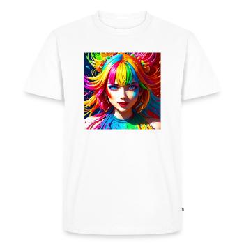 Colors of Life - Femme aux cheveux colorés - T-shirt Premium bio Homme - blanc - Devant - Nico (187cm)