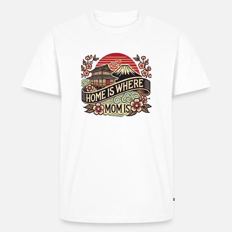 Home is where Mom is – Retro Japan Ukiyo-e Mutter - Männer Premium Bio T-Shirt - Weiß