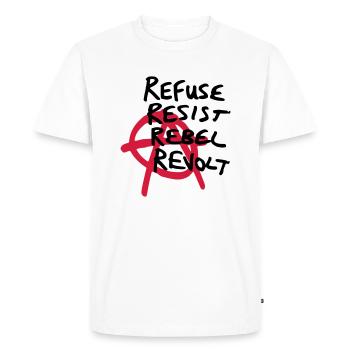 Chemise Anarchy - Refuser, Résister, Rebelle, Révolte! - T-shirt Premium bio Homme - blanc - Devant - Nico (187cm)