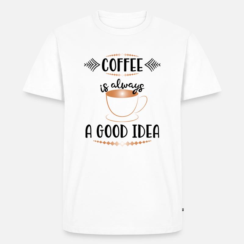 Kaffee - Männer Premium Bio T-Shirt - Weiß
