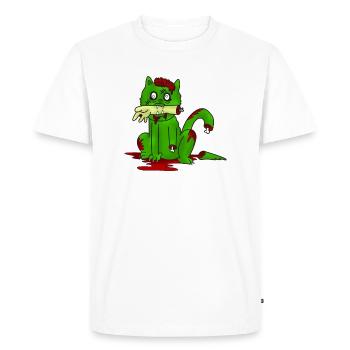 Zombie, cat, halloween, bone, gift idea - Men's Premium Organic T-Shirt - white - Front - Nico (187cm)