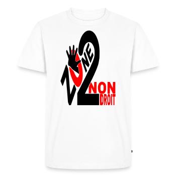 Tee shirt Zone De Non Droit / mode / street - T-shirt Premium bio Homme - blanc - Devant - Nico (187cm)