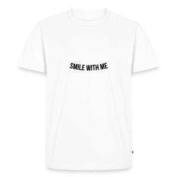 Sourire avec moi drôle visage masque citation slogan cadeau - T-shirt Premium bio Homme - blanc - Devant - Nico (187cm)