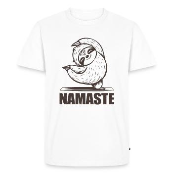 Sloth Namaste - Men's Premium Organic T-Shirt - white - Front - Nico (187cm)