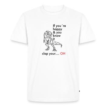 Dino avec un dicton - T-shirt Premium bio Homme - blanc - Devant - Nico (187cm)