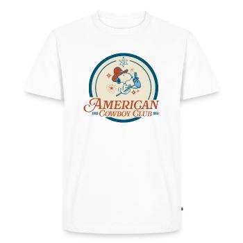 Peanuts Design Snoopy Et Club Cowboy Américain - T-shirt Premium bio Homme - blanc - Devant - Nico (187cm)