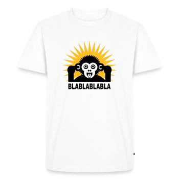 Blablablabla - Monkey babille avec un doigt dans - T-shirt Premium bio Homme - blanc - Devant - Nico (187cm)
