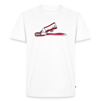 Toothbrush shit poop comic face a - Men's Premium Organic T-Shirt - white - Front - Nico (187cm)