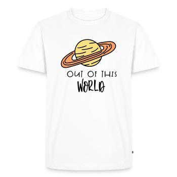 SATURN OUT WORLD AWAY EARTH PLANET PLANETS MOTIF - Men's Premium Organic T-Shirt - white - Front - Nico (187cm)
