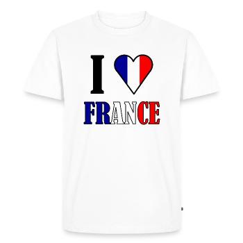 France | J'aime la france | Coeur de france - T-shirt Premium bio Homme - blanc - Devant - Nico (187cm)