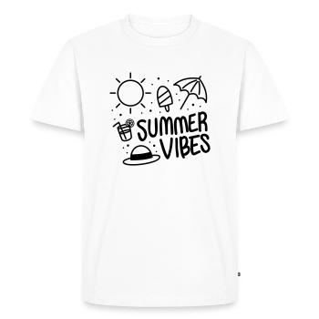 CHAPEAU DE DIFFUSION D’ÉTÉ MOTIF DE PARAPLUIE DE SOLEIL DE VOYAGE - T-shirt Premium bio Homme - blanc - Devant - Nico (187cm)