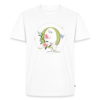 Première lettre O avec chat - T-shirt Premium bio Homme - blanc - Devant - Nico (187cm)