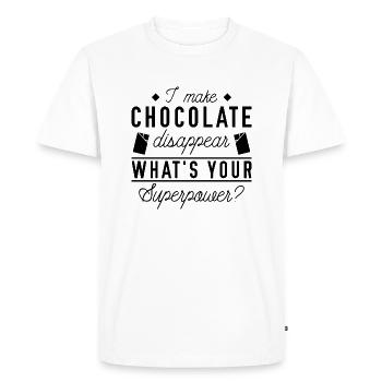 Je fais disparaître le chocolat - T-shirt Premium bio Homme - blanc - Devant - Nico (187cm)