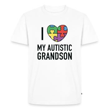 J’aime mon petit-fils autiste - T-shirt Premium bio Homme - blanc - Devant - Nico (187cm)
