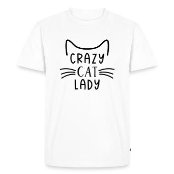 CRAZY CAT LADY CRAZY LADY DRÔLE MOTIF DE DICTON - T-shirt Premium bio Homme - blanc - Devant - Nico (187cm)