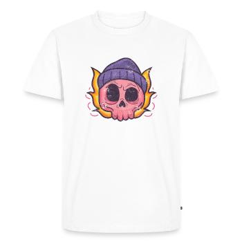 SKULL COMIC HIPSTER HELL SHIRT MOTIF CADEAU - T-shirt Premium bio Homme - blanc - Devant - Nico (187cm)