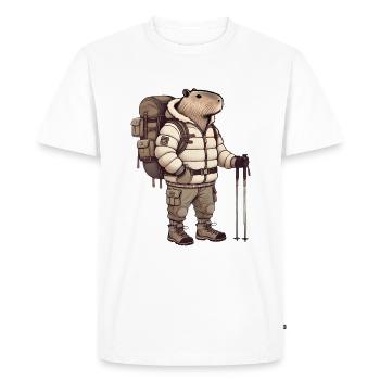 Capybara aventurier en montagne - T-shirt Premium bio Homme - blanc - Devant - Nico (187cm)