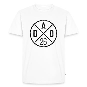 Papa 26 Papa Papa Bébé Papa 2026 Cadeau de fête des pères - T-shirt Premium bio Homme - blanc - Devant - Nico (187cm)