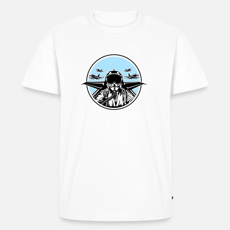 Jet Pilot / Kampfpilot 01_weiß Schwarz - Männer Premium Bio T-Shirt - Weiß