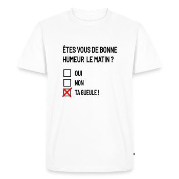 bonne humeur le matin - T-shirt Premium bio Homme - blanc - Devant - Nico (187cm)