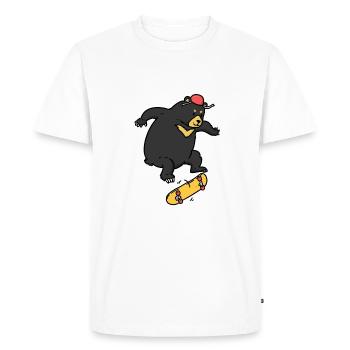 Kickflip Bear Skateboard Bear Wild Animal Zoo - Men's Premium Organic T-Shirt - white - Front - Nico (187cm)