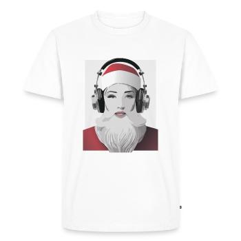 Battements de Noël - Femme au look de Père Noël - T-shirt Premium bio Homme - blanc - Devant - Nico (187cm)