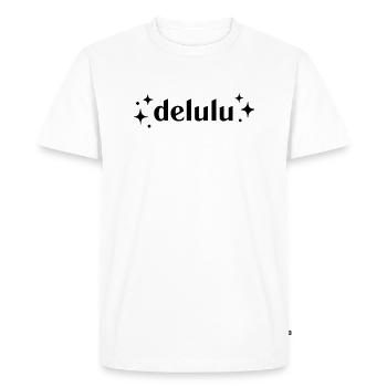 Delulu - Men's Premium Organic T-Shirt - white - Front - Nico (187cm)