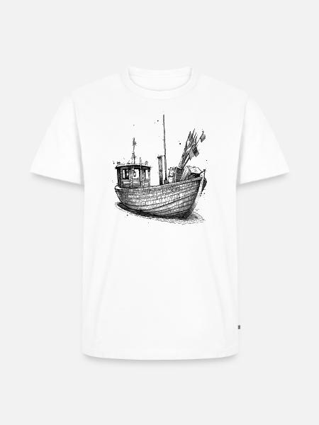Fischkutter von der Ostsee - Männer Premium Bio T-Shirt - Weiß