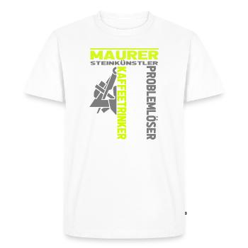 Mason, stone artist, problem solver - Men's Premium Organic T-Shirt - white - Front - Nico (187cm)