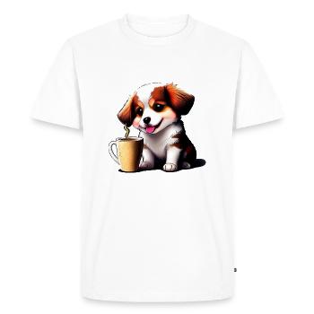 Chien et café, de quoi d’autre avez-vous besoin? - T-shirt Premium bio Homme - blanc - Devant - Nico (187cm)