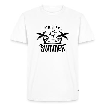 ÉTÉ PROFITEZ DES PALMIERS VINTAGE VACANCES MOTIFS DE SOLEIL - T-shirt Premium bio Homme - blanc - Devant - Nico (187cm)