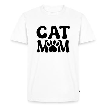 MAMAN MAMAN MAMAN CHATS PUSSY MIAOU GUEULE DE BOIS DISANT MOTIF - T-shirt Premium bio Homme - blanc - Devant - Nico (187cm)
