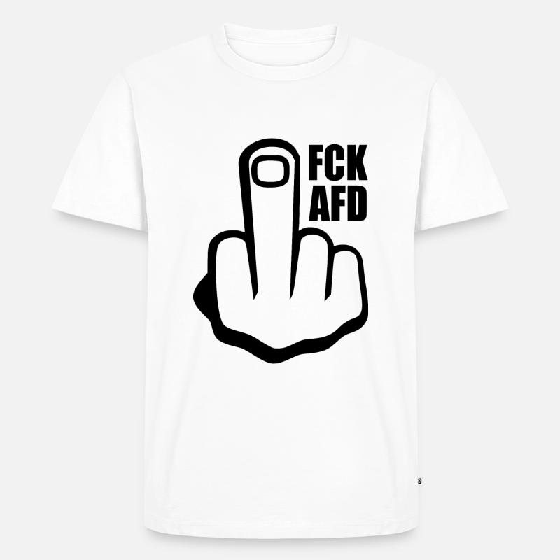 Fck afd Mittelfinger - Männer Premium Bio T-Shirt - Weiß