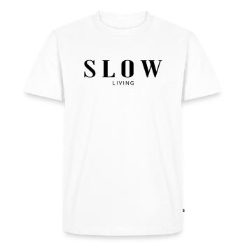 Slow living - Men's Premium Organic T-Shirt - white - Front - Nico (187cm)