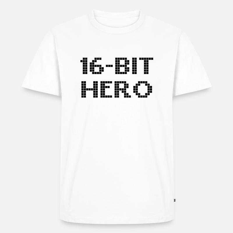 16-Bit Hero - schwarz - Männer Premium Bio T-Shirt - Weiß