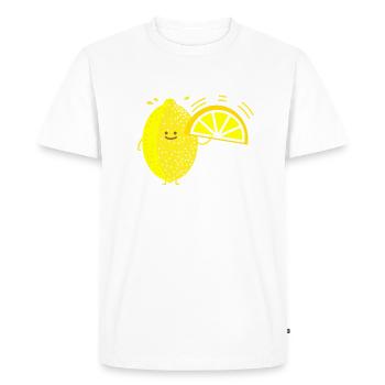 Funny lemon with fan - Men's Premium Organic T-Shirt - white - Front - Nico (187cm)