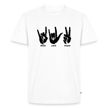 Rock Love Peace - T-shirt Premium bio Homme - blanc - Devant - Nico (187cm)
