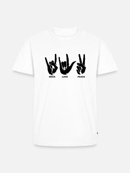 Rock Love Peace - Men's Premium Organic T-Shirt - white