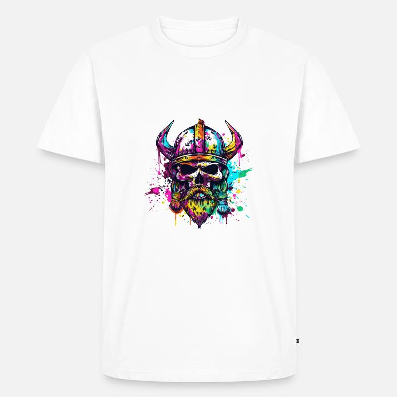 Wikinger Totenkopf - Männer Premium Bio T-Shirt - Weiß